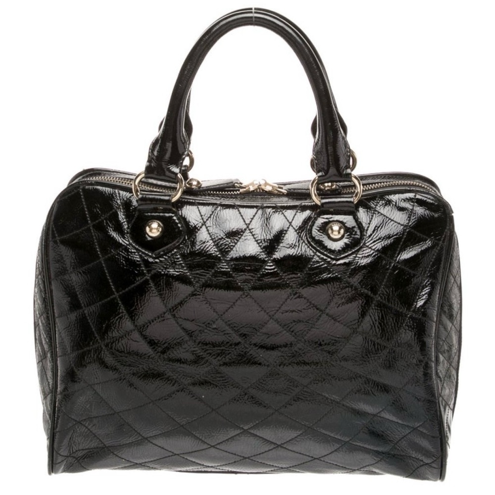 Bally Black Authentic Patent Leather Gold Hardware Satchel